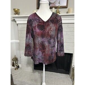 Vintage White Stag Y2K Top Womens Large Purple Paisley Whimisgoth Metallic Fairy